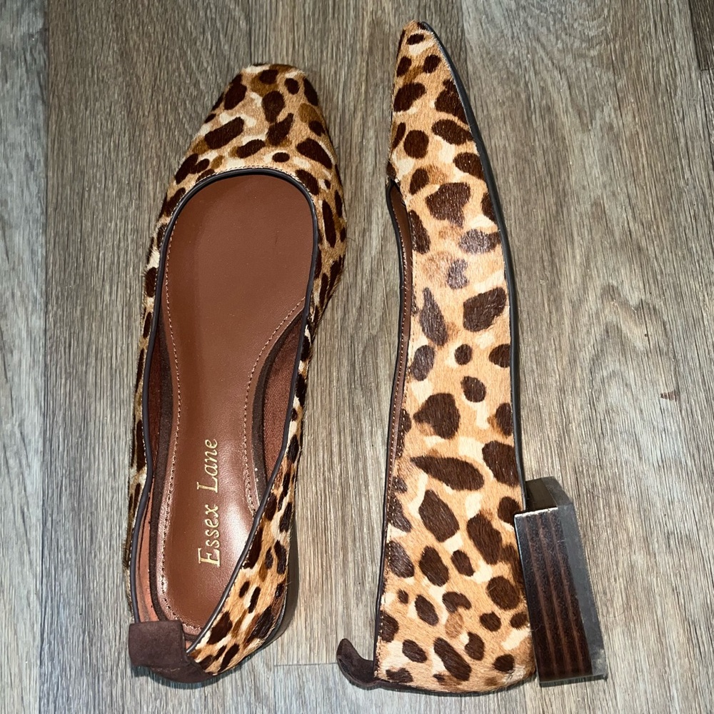 Essex Lane Cow Hair Leather Upper Square-Toe Slip-on Loafers Size 6.5